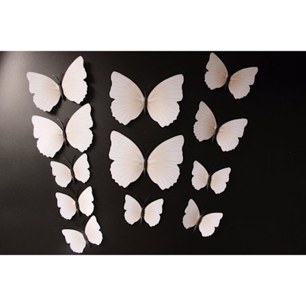 Vægindretning 12-pakke sommerfugle 3D Wall Decal Stickers Wall Decor (White) t