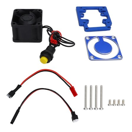 RC motorkjølevifte i aluminium 4028, høyhastighets motorkjøleribbe for Traxxas 1/8 4WD for Sledge Monster Truck 95076 4, mørkeblå