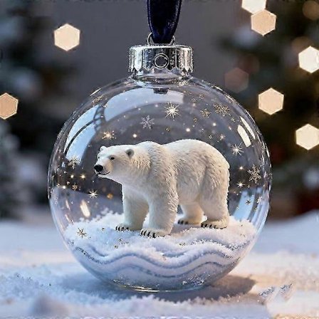 2026 Wildlife Wonders Collection Krystallglass Ornament, Levende 3D Dyre Juledekorasjon, Klare Plast Julekuler, Highland Cow Ornament, Holida