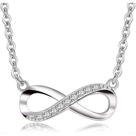 Dam Infinity Halsband 925 Sterling Silver, Halsband Med Oändlighetssymbol, 18", Justerbart