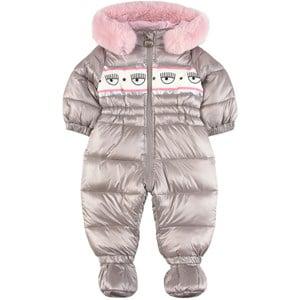 Monnalisa Gray Chiara Ferragni Maxi Logomania Baby Coverall 9 months - Coveralls - 9 months - Grey