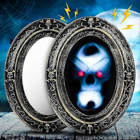 Snakkende Ovalt Veggspeil - Halloween Rekvisitter Dekorasjon, Halloween Leker Gave Bevegelsesaktivert Hjemsøkt Speil.