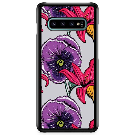 Bjornberry Skal Samsung Galaxy S10 - Lila/Cerise Blomster