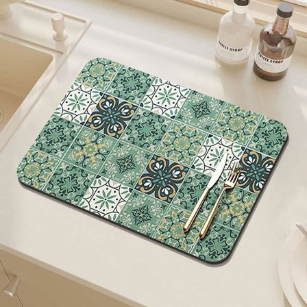 Diskställningsmatta, kaffemaskins torkmatta med halkfri botten av gummi, köksbänk torkmatta av diatoméjord, badrumstvättställ avloppsmatta