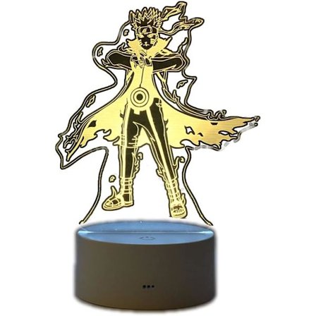 Anime Uzumaki Naruto nattlys, tegneserie 3D illusjons nattlys, LED bordlamper, berørings-/fjernkontroll USB/batteri lading belysning soverom hjemme 