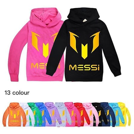 Barn Messi Tryck Casual Hoodie Pojkar Tröja Jumper Sweatshirt Present 2-14 år Rosa Pink