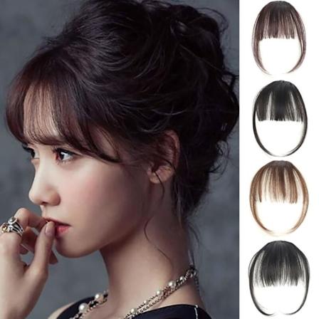 Tunn peruk lugg naturligt hårförlängning Ladies Girls Clip Cosplay-WELLNESS Dark Brown