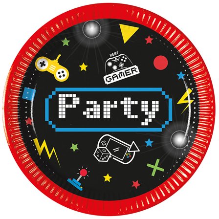 Gaming Party Pahvilautaset 20 cm 8-pack