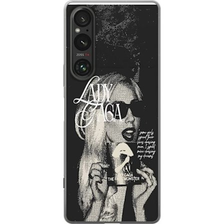 Yhteensopiva Puhelinkuori Sony Xperia 1 VI Lady Gaga mustavalkoinen retrojuliste aurinkolaseilla ja pop-taide-estetiikalla