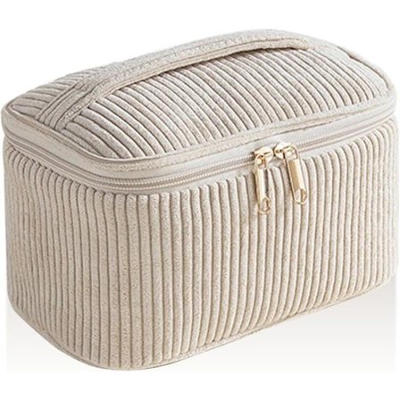 Makeup Taske, Dame Toilet Taske med Stor Åbning i Fløjl, Let og Sammenfoldelig til Opbevaring