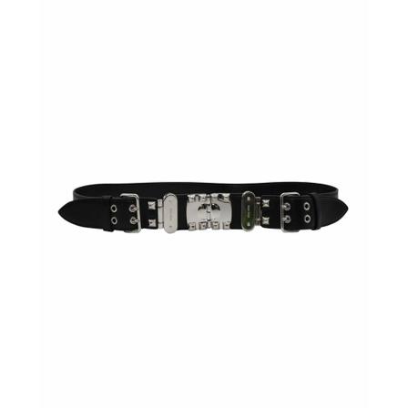Miu Miu Pre-owned, Metal Studded Buckle Belt In Leather Zwart, Dames, Maat:ONE Size