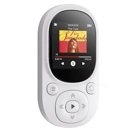 64GB Clip MP3-spiller med Bluetooth 5.3, tapsfri lyd, hvit