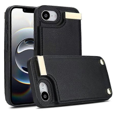 Kompatibel Kompatibel med Kompatibel med Kompatibel med iPhone 16e Case TPU + PU Læder Hardware Dekor Telefon Cover med Kortholder