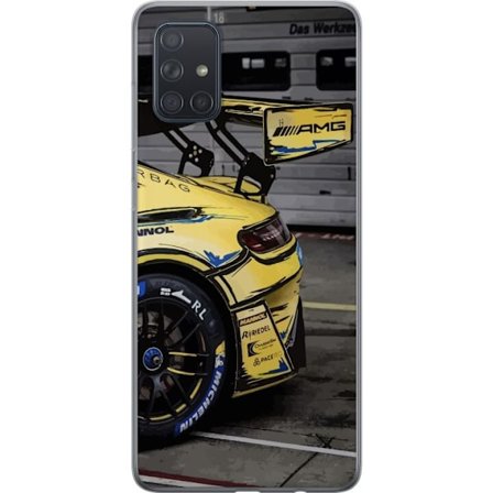 Kompatibelt Mobildeksel til Samsung Samsung Galaxy A71 Mercedes AMG plakat sportsbil racerbil gul design luksus bil tysk merke motorsport kunst