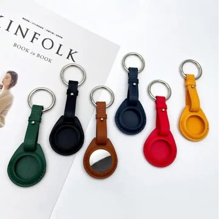 Nøgleringholder i luksuriøst flerfarvet vegansk læder til Apple AirTag, med beskyttende etui