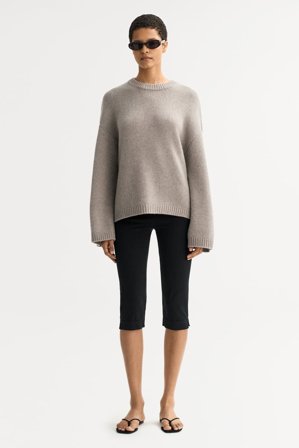 Soft Goat - Chunky crewneck - Women cashmere sweater - L - Greige