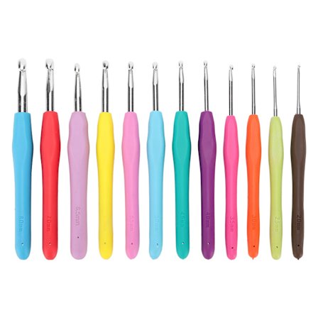 12 stk. hæklenåle TPR silikone farve aluminium sweater nål strikkeværktøj til børn begyndere strikkeelskere