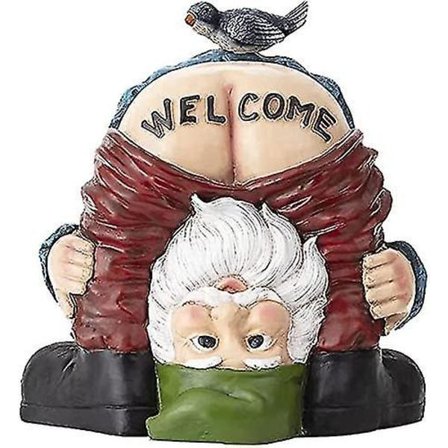 Velkommen Havegnomer Pynt - Havegnom Statue, Sjove Vandtætte Harpiksdværg Håndværk Til Græsplænepynt, Indendørs Eller Udendørs Dekorationer Hy