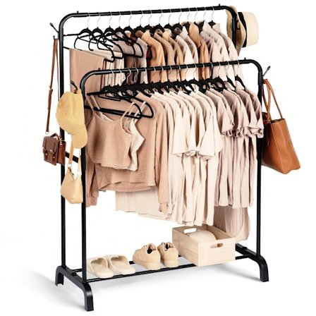 Stående klädställning metall svart dubbel 110x45x152 cm