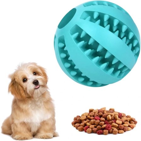 (pow yeah!) Naturlig Gummihundebold, Holdbar Madbold, Tandbørstelegetøj, Interaktive Legetøj (7cm) 7CM