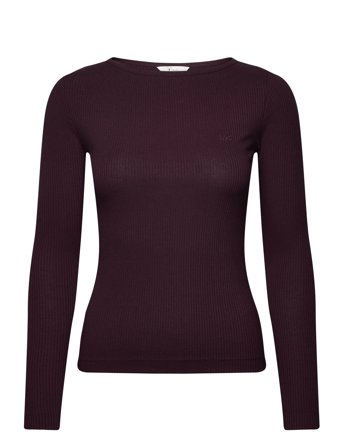 Ls Boat Neck Tee Burgundy Lee Jeans