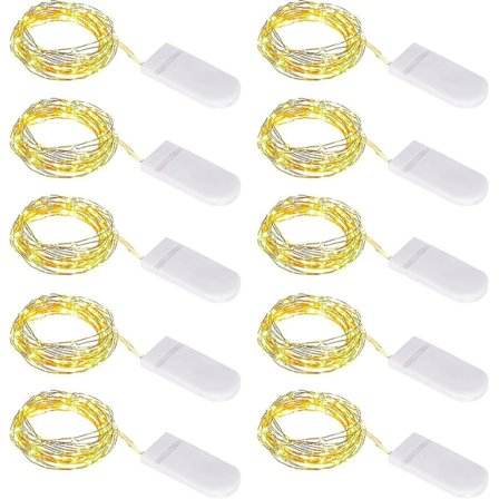 10 stk LED Lyslenke Batteri, Lyslenke Liten Med Batteri, 1m 10 Micro