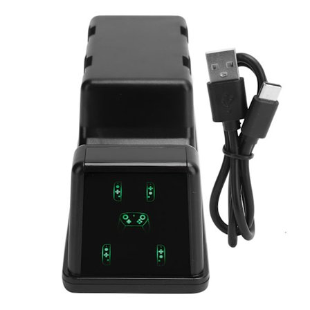 5-i-1 multifunksjonell ABS ladestasjon med digitalt display for Nintendo Switch Pro-kontroller og Joy Con