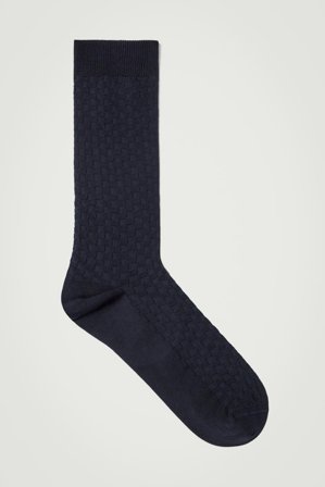 COS Männer Elegante Socken Mit Geflochtenem Karomuster in Blau