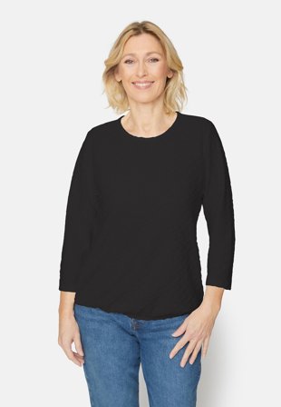 BRANDTEX - 3/4 Ærmet T-shirt - Sort