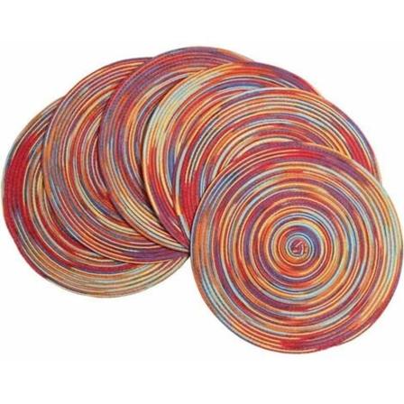 Dukningsunderlägg EVA Flätad Set om 6 Runda Dukningsunderlägg Tvättbara Värmebeständiga Halkfria 15''/38cm