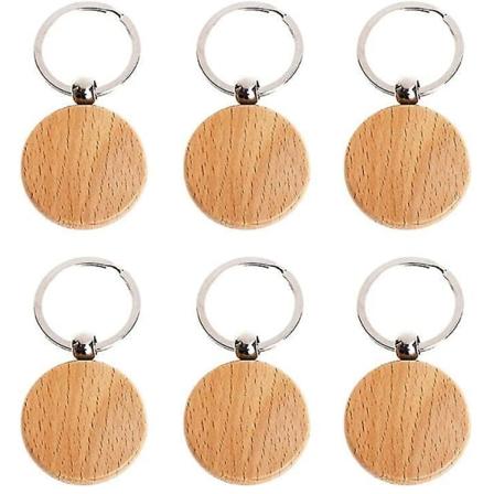 Puusta valmistetut pyöreät avaimenperät DIY-riipukset tyhjät avaimenperän tarrat
