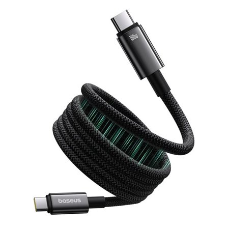Baseus Tungsten Gold magnetisk USB-C / USB-C-kabel 100W 1m - svart