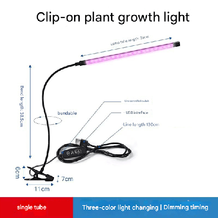 3-farget plantelys / plantebelysning med fleksibelt LED-rør, 1-pakning, 1 rør, egnet for plantevekst. 1 rør-yux 1 rør