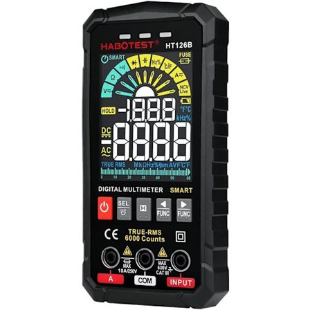 Power HT126B Smart Digital Multimeter True RMS Auto Range NCV Voltmeter Amperemeter Resistans Kontinuitet Diod Test Anti Burn 6000 Counts