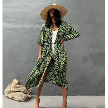 Sommarklänning för kvinnor, strandklänning, bohemisk blommig solklänning, baddräkt, bikini, chi