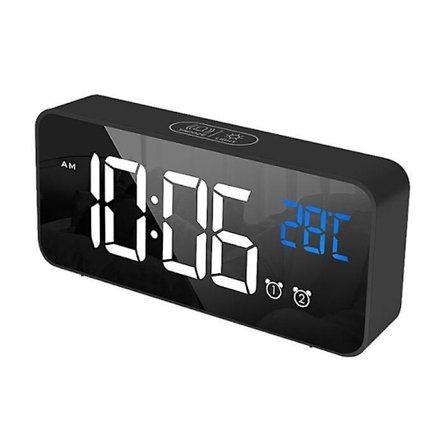 Music Alarm Clock Led Digital Clock 2 Alarms Voice Control Snooze Temperature Display Reloj Despertador Digital With Usb Cable
