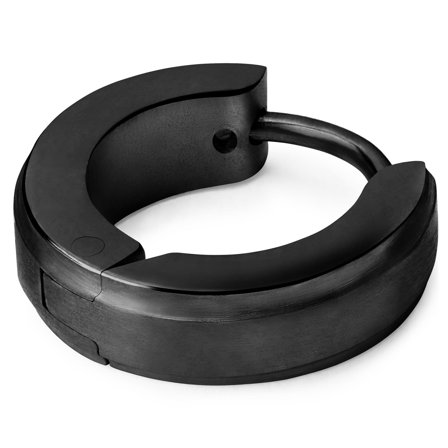 Simple Gunmetal Surgical Steel Round Earring for Men