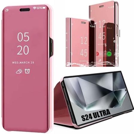 Etui til Samsung Galaxy S24 Ultra, Pink Full Body Mirror Effect Elegant Anti-Scratch