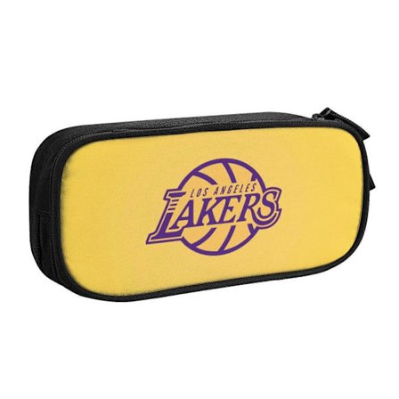 h4 Lebron James I Los Angeles Lakers Uniform Penalhus til Kontor & Skole - Oxford Stof Lynlåstaske med 5 Penneholdere & 3 Mesh Lommer (Custom Logo