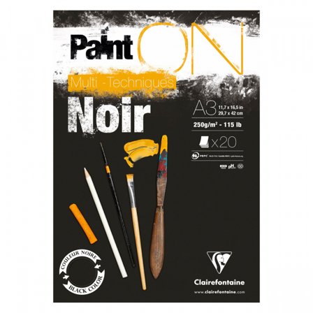 Clairefontaine Paint'ON Multi-Techniques Black Noir A3