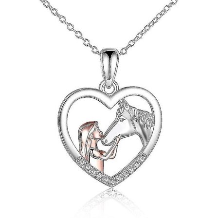 Girl And Horse Halsband Smycken Present 18"