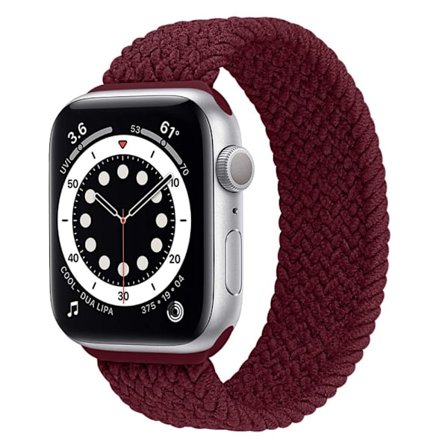 Apple Watch (45 mm) elastiskt klockarmband - Mörkröd / Storlek: L
