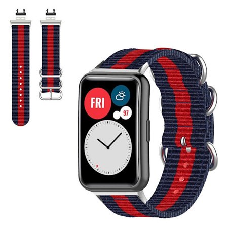 Huawei Watch Fit nylon pattern watch band - Blue / Red