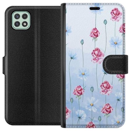 Kompatibel Tegnebogsetui til Samsung Galaxy A22 5G Petal Reverie Sky Blue