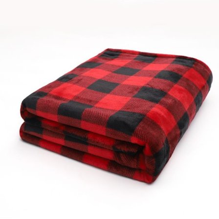 Klassisk rød og sort ternet flannelplaid 200*230 cm, stor størrelse