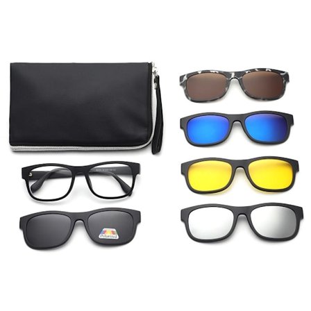 Polarisert magnetisk klips på solbriller Solbrillesett med veske