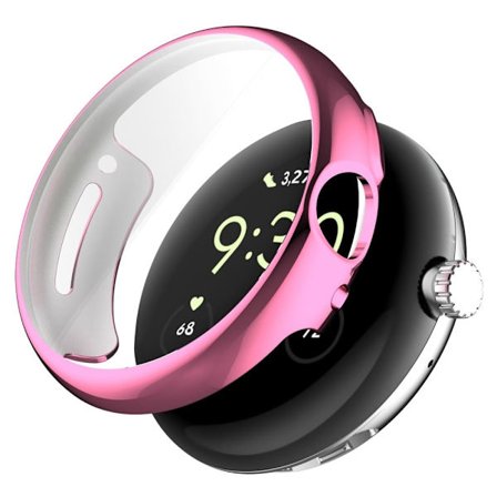 Google Pixel Watch electroplating cover with screen protector - Pink