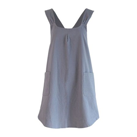 Kvinde Kryds Ryg Køkken Madlavning Forhæng Med Lommer I Grå