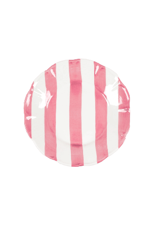 Pick A Poppy Stripe Tallrik - 28 Cm Glas & porslin Rosa