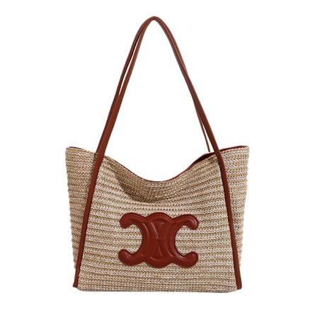 Sommer Triumfbuen stråveske håndvevd grønnsakskurv ferie strandveske enkel skulder underarm stor veske